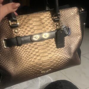 Gold Textured Handbag. Black suede sides. Unique and rare. Omg Listing price 375